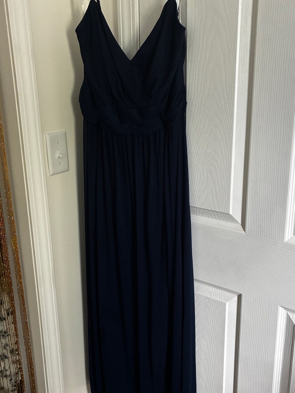 David's Bridal Navy V-Neck Maxi Dress